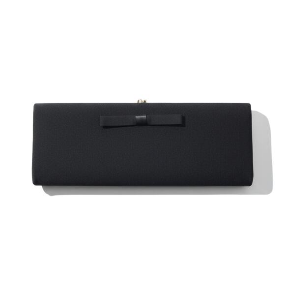 Vintage Handbags - 1940s Vintage Black Evening Clutch Kiss Lock Vintage Slim Formal Handbag USA